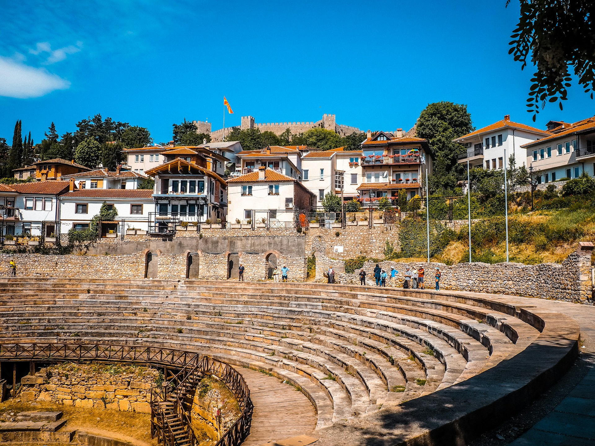 Ohrid lakeside town showing tourist destination for cross-border travel in Balkans